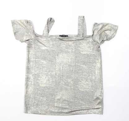 F&F Womens Gold  Polyester Basic T-Shirt Size 12 Square Neck