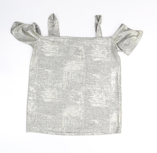 F&F Womens Gold  Polyester Basic T-Shirt Size 12 Square Neck