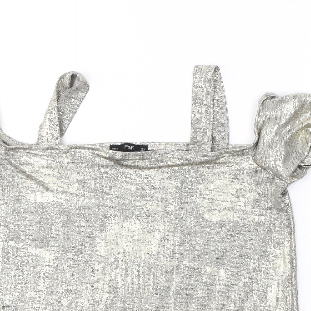 F&F Womens Gold  Polyester Basic T-Shirt Size 12 Square Neck