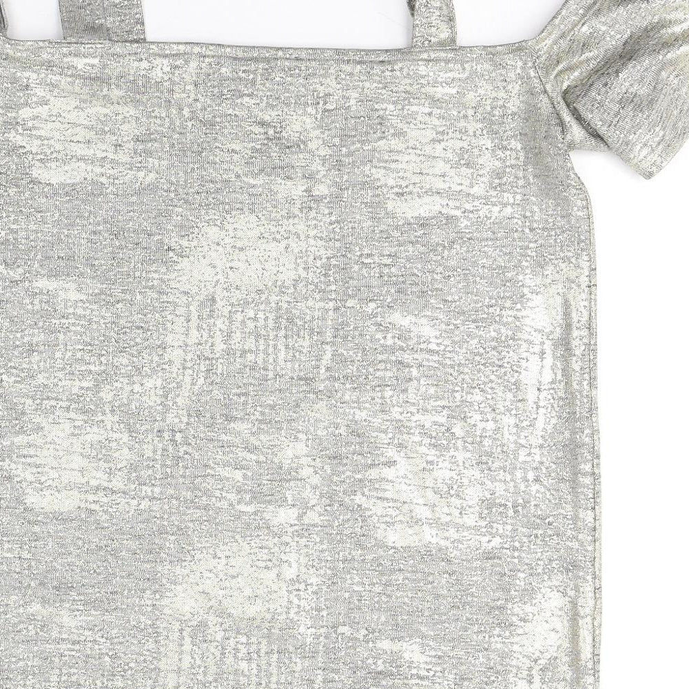 F&F Womens Gold  Polyester Basic T-Shirt Size 12 Square Neck