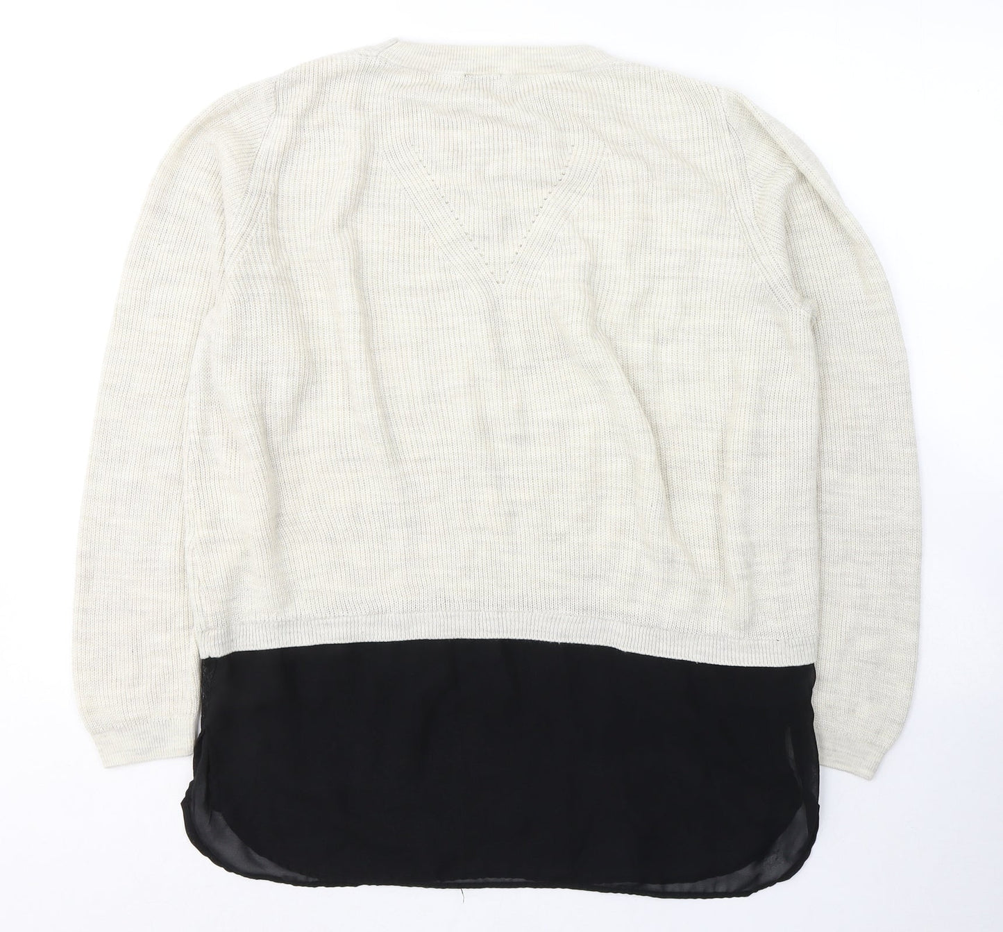 F&F Womens Beige Round Neck  Acrylic Pullover Jumper Size 14