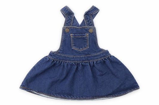 NEXT Girls Blue  Cotton Pinafore/Dungaree Dress  Size 3-6 Months  Square Neck Button