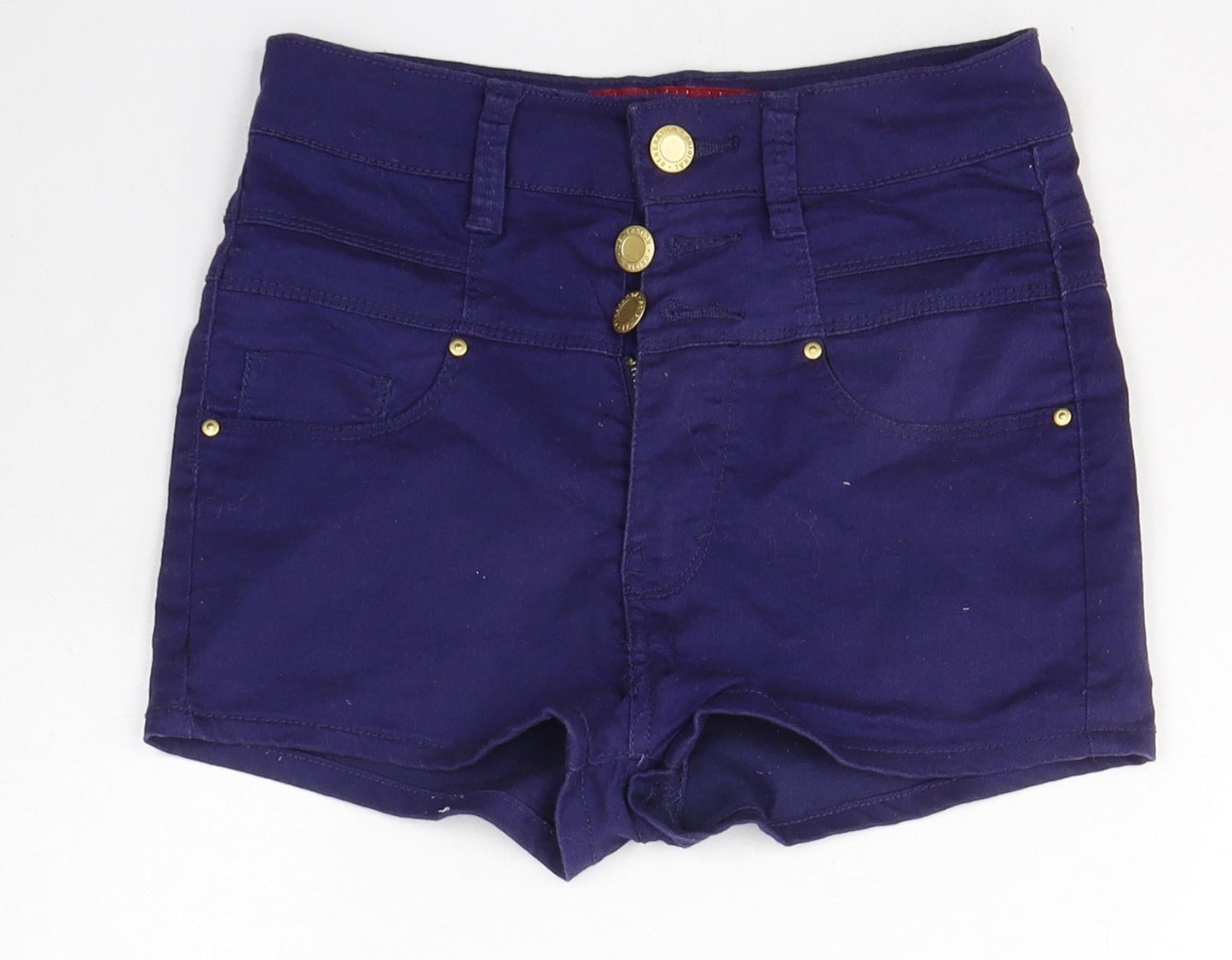 New Look Girls Blue  Cotton Hot Pants Shorts Size 12 Years  Regular Buckle