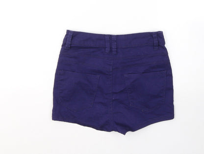 New Look Girls Blue  Cotton Hot Pants Shorts Size 12 Years  Regular Buckle