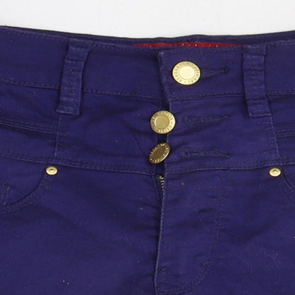 New Look Girls Blue  Cotton Hot Pants Shorts Size 12 Years  Regular Buckle