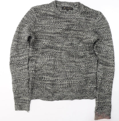Label Lab Mens Grey Round Neck  Acrylic Pullover Jumper Size S