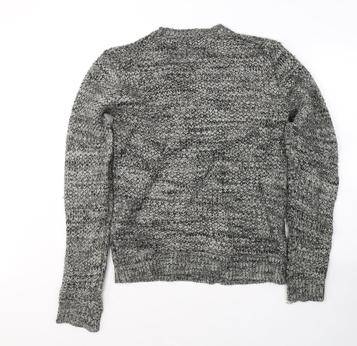 Label Lab Mens Grey Round Neck  Acrylic Pullover Jumper Size S