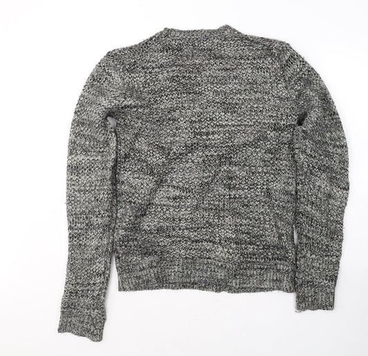 Label Lab Mens Grey Round Neck  Acrylic Pullover Jumper Size S