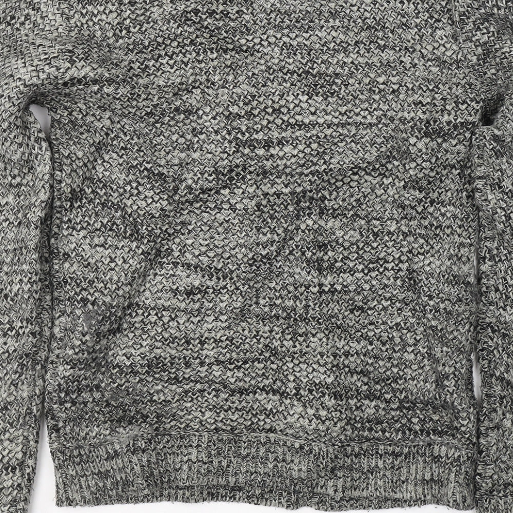 Label Lab Mens Grey Round Neck  Acrylic Pullover Jumper Size S