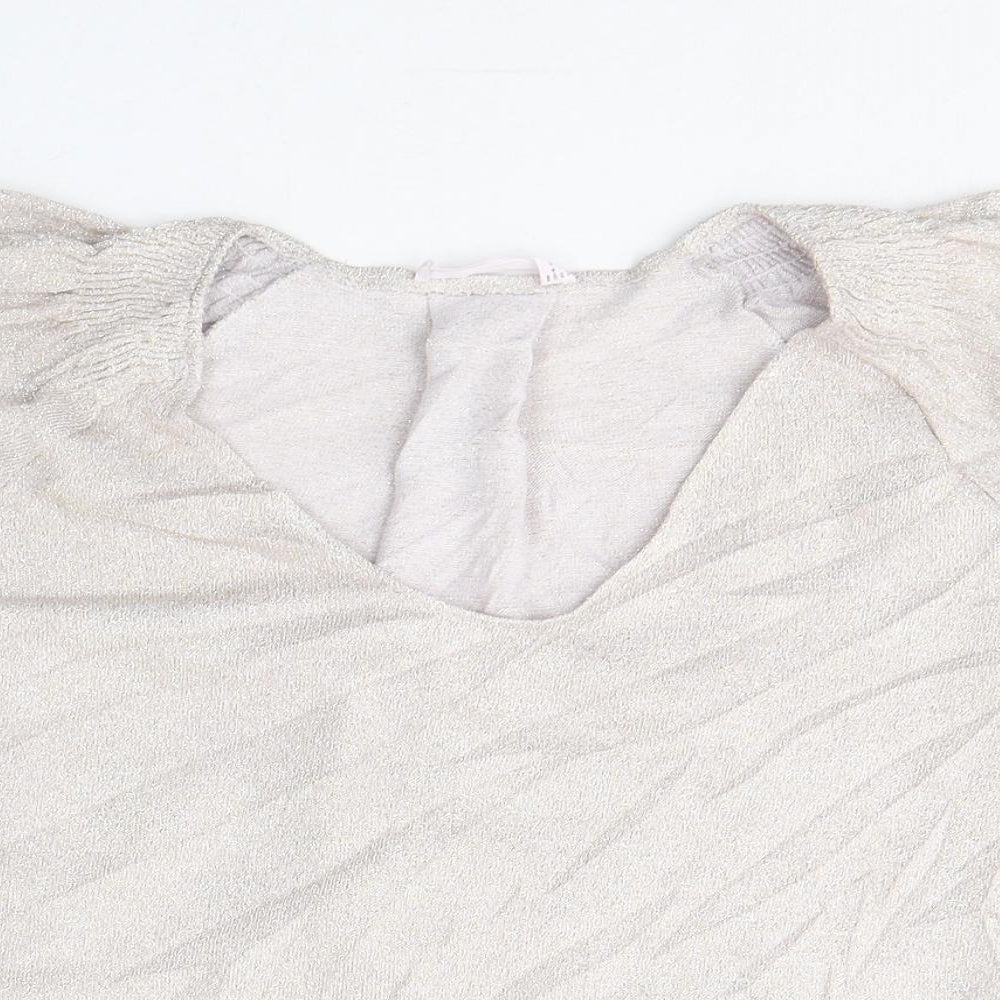 Womens UK Size S Mango Grey Basic T-Shirt