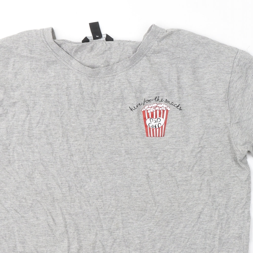 Womens UK Size 10 New Look Grey Basic T-Shirt