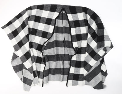 New Look Womens Grey V-Neck Check Acrylic Cardigan Jumper One Size