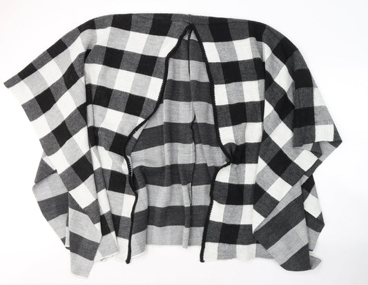 New Look Womens Grey V-Neck Check Acrylic Cardigan Jumper One Size