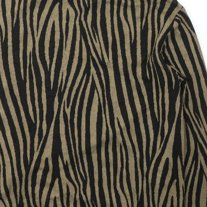 F&F Womens Black Round Neck Animal Print Polyester Pullover Jumper Size 16