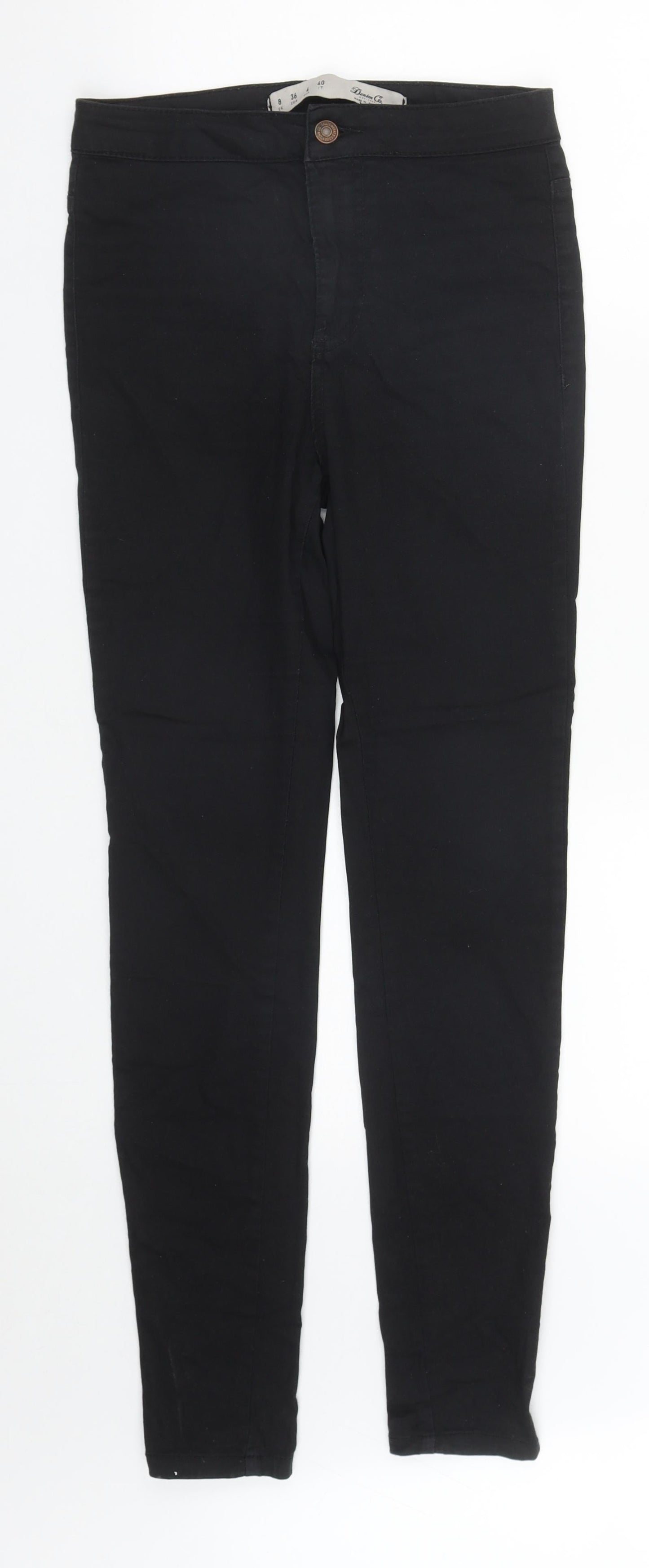 Denim & Co. Womens Black  Cotton Straight Jeans Size 8 L30 in Regular Zip