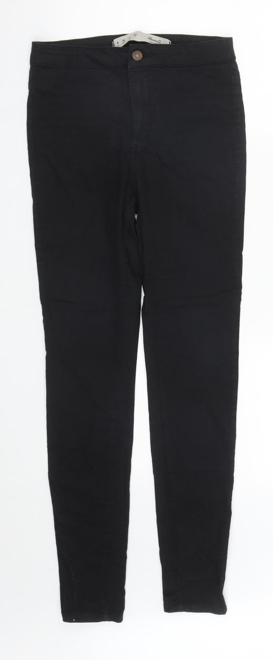 Denim & Co. Womens Black  Cotton Straight Jeans Size 8 L30 in Regular Zip