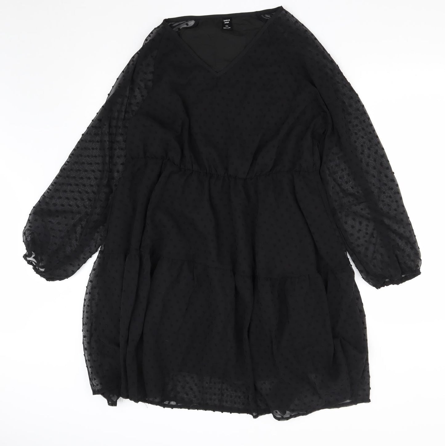 SheIn Womens Black  Polyester Fit & Flare  Size XL  V-Neck