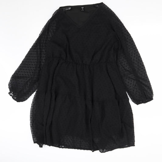 SheIn Womens Black  Polyester Fit & Flare  Size XL  V-Neck