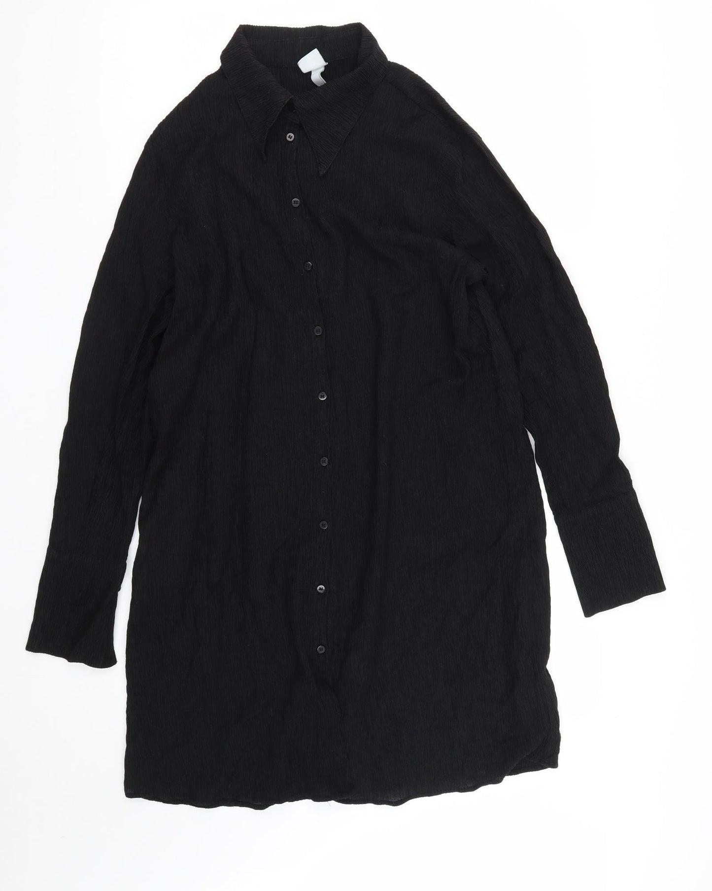 Womens UK Size M H&M Black Basic Button-Up