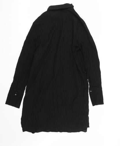 Womens UK Size M H&M Black Basic Button-Up