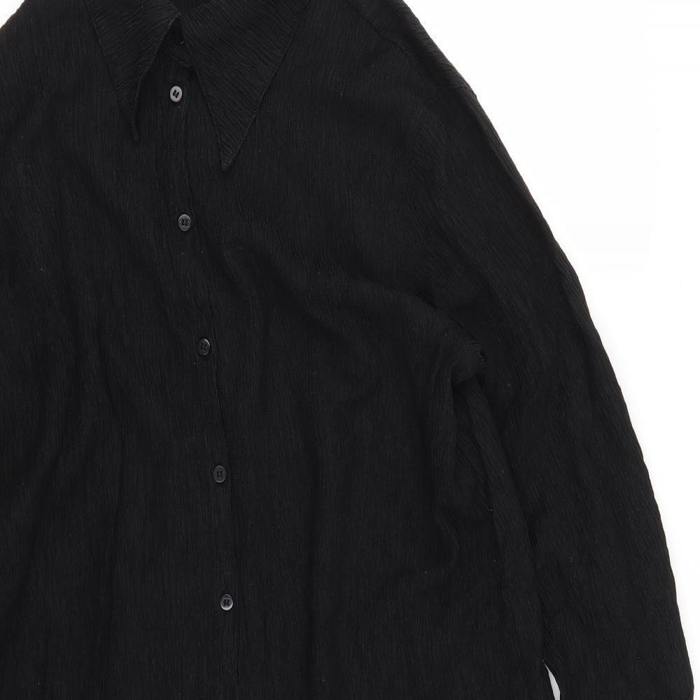 Womens UK Size M H&M Black Basic Button-Up