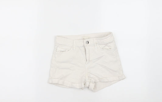 H&M Womens White  Cotton Chino Shorts Size 4  Regular Zip