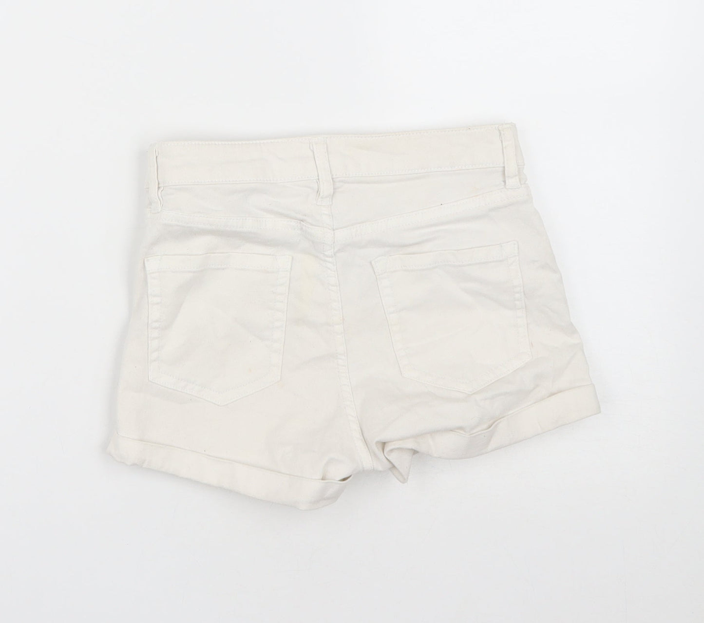 H&M Womens White  Cotton Chino Shorts Size 4  Regular Zip