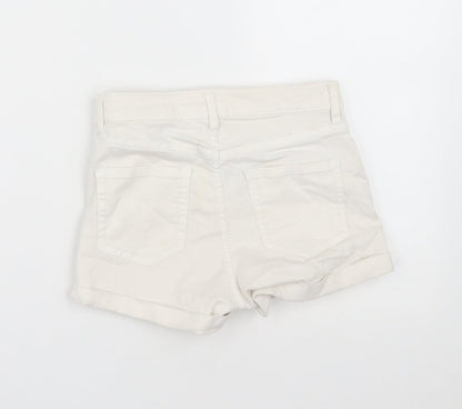 H&M Womens White  Cotton Chino Shorts Size 4  Regular Zip
