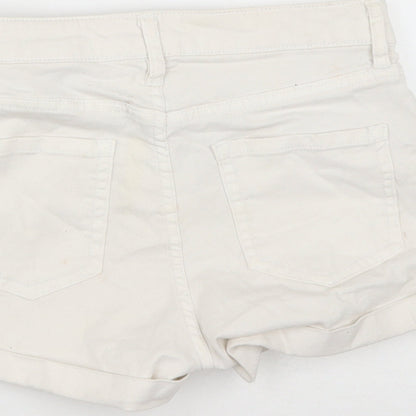 H&M Womens White  Cotton Chino Shorts Size 4  Regular Zip
