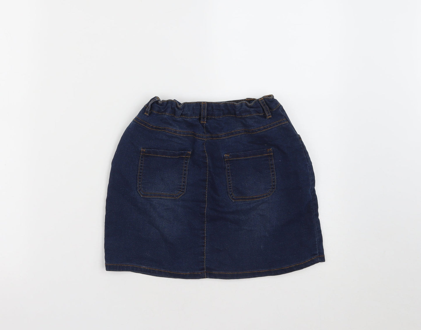 Debenhams Girls Blue  Cotton Mini Skirt Size 9 Years  Regular Button