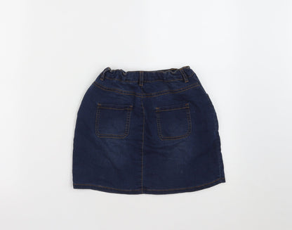 Debenhams Girls Blue  Cotton Mini Skirt Size 9 Years  Regular Button