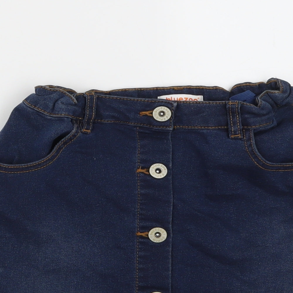 Debenhams Girls Blue  Cotton Mini Skirt Size 9 Years  Regular Button