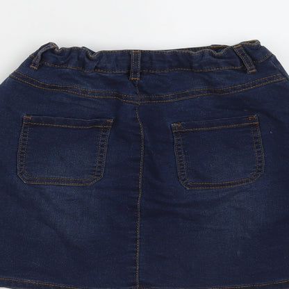 Debenhams Girls Blue  Cotton Mini Skirt Size 9 Years  Regular Button