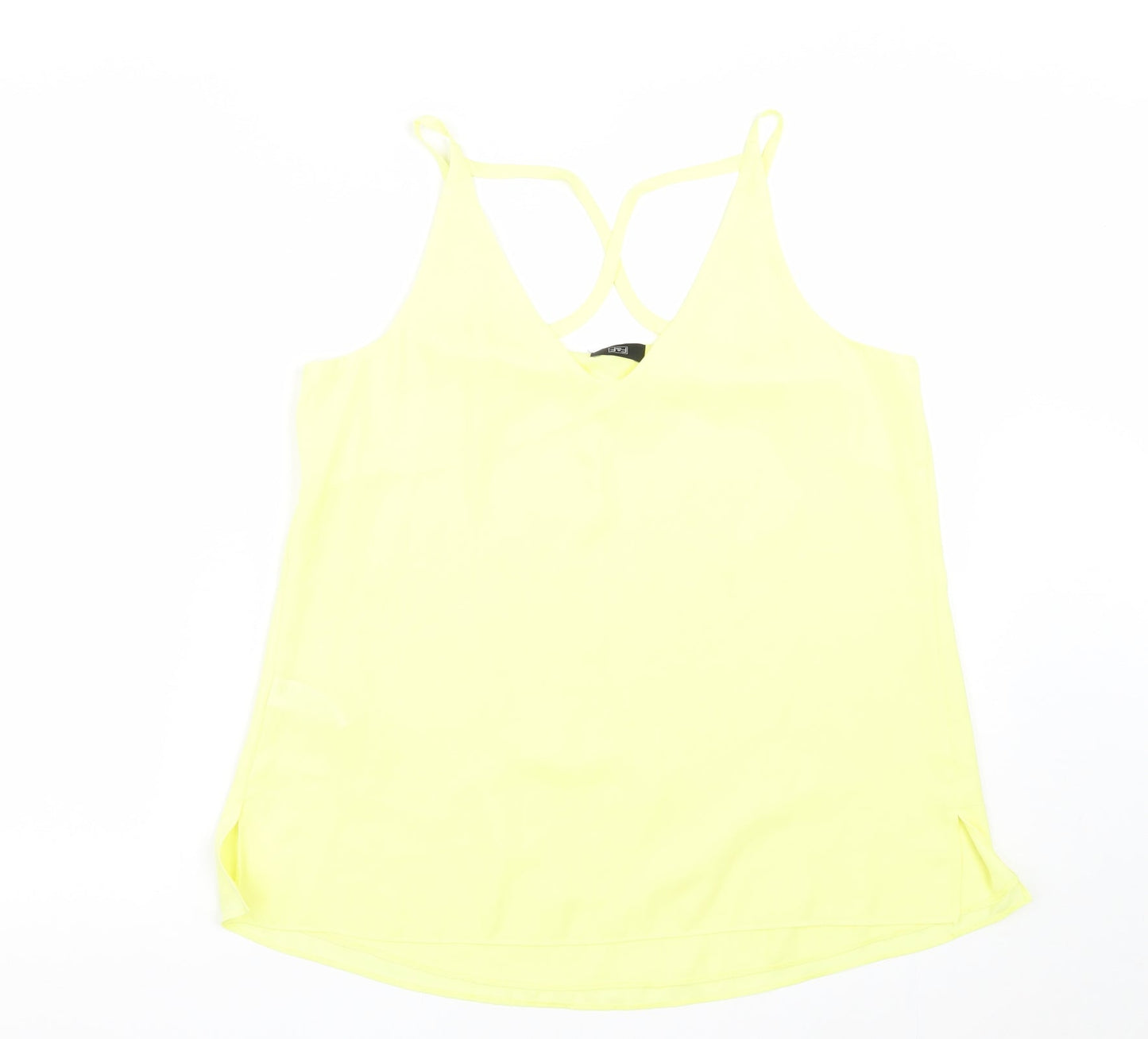 F&F Womens Yellow  Polyester Basic Tank Size 12 V-Neck