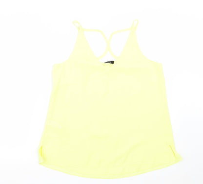 F&F Womens Yellow  Polyester Basic Tank Size 12 V-Neck