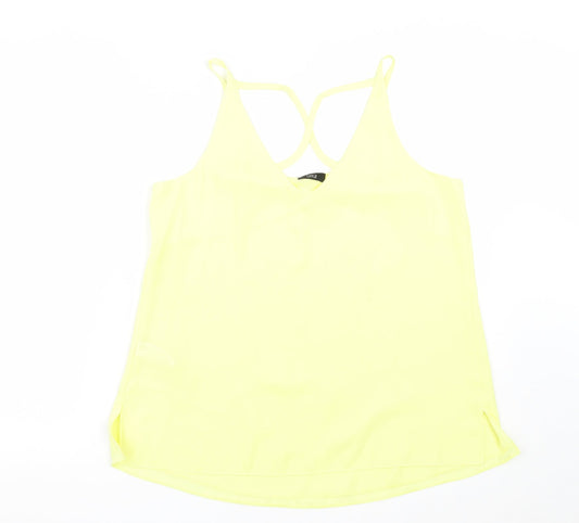 F&F Womens Yellow  Polyester Basic Tank Size 12 V-Neck