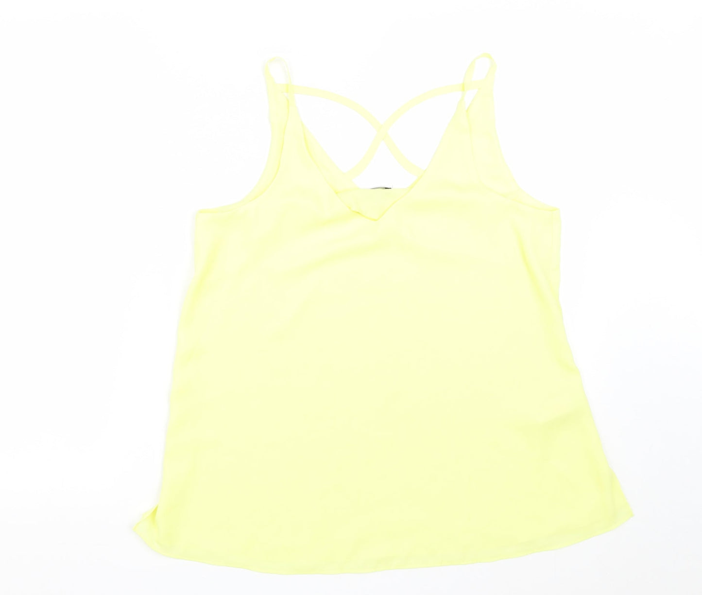 F&F Womens Yellow  Polyester Basic Tank Size 12 V-Neck