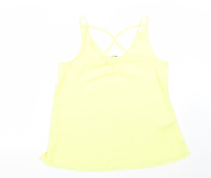 F&F Womens Yellow  Polyester Basic Tank Size 12 V-Neck