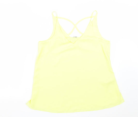 F&F Womens Yellow  Polyester Basic Tank Size 12 V-Neck