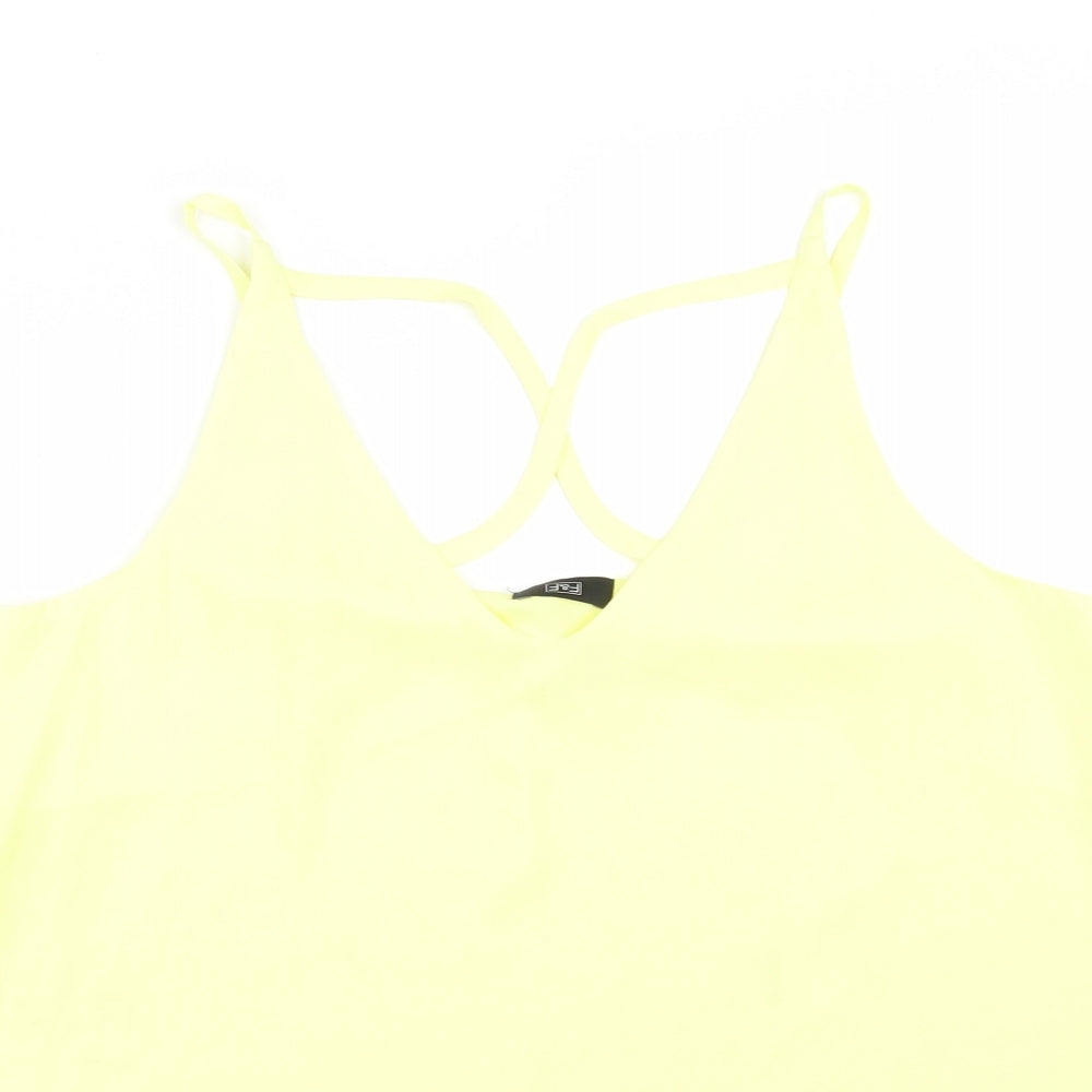 F&F Womens Yellow  Polyester Basic Tank Size 12 V-Neck