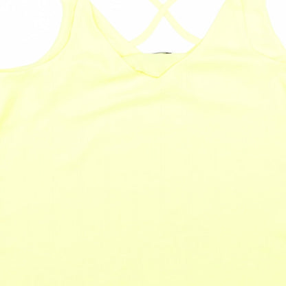 F&F Womens Yellow  Polyester Basic Tank Size 12 V-Neck