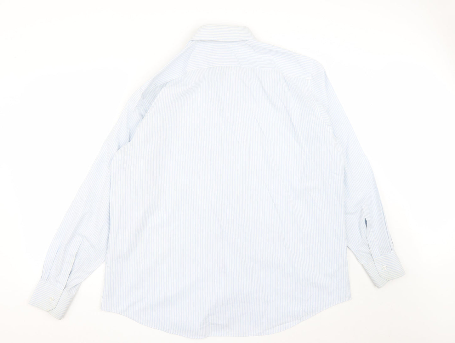 Mens UK Size 18 Marks and Spencer Blue  Button-Up Long Sleeve Casual Shirt
