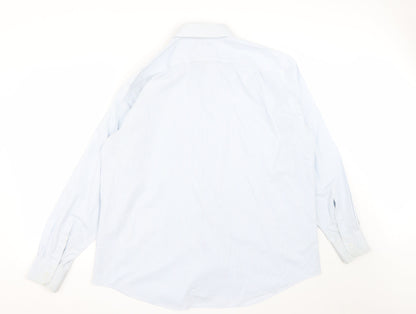 Mens UK Size 18 Marks and Spencer Blue  Button-Up Long Sleeve Casual Shirt