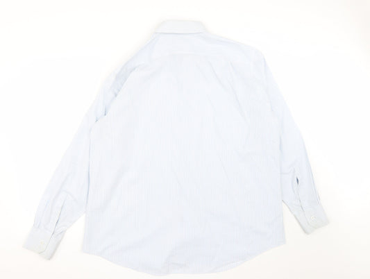 Mens UK Size 18 Marks and Spencer Blue  Button-Up Long Sleeve Casual Shirt