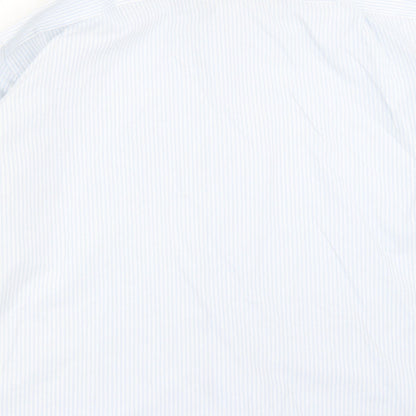 Mens UK Size 18 Marks and Spencer Blue  Button-Up Long Sleeve Casual Shirt