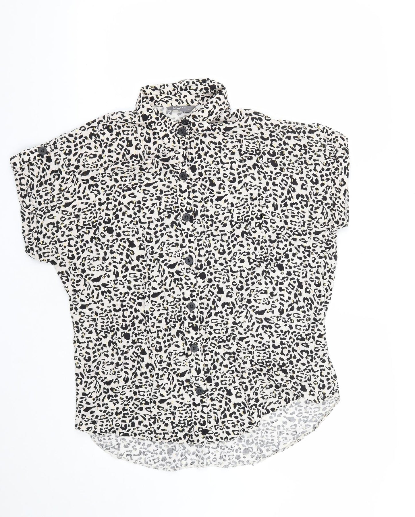 Matalan Womens Multicoloured Geometric Viscose Basic Button-Up Size 10 Collared