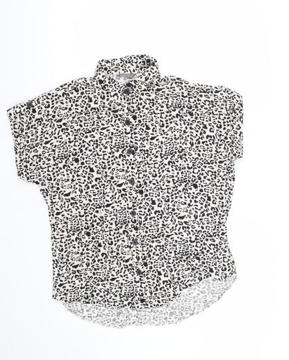 Matalan Womens Multicoloured Geometric Viscose Basic Button-Up Size 10 Collared