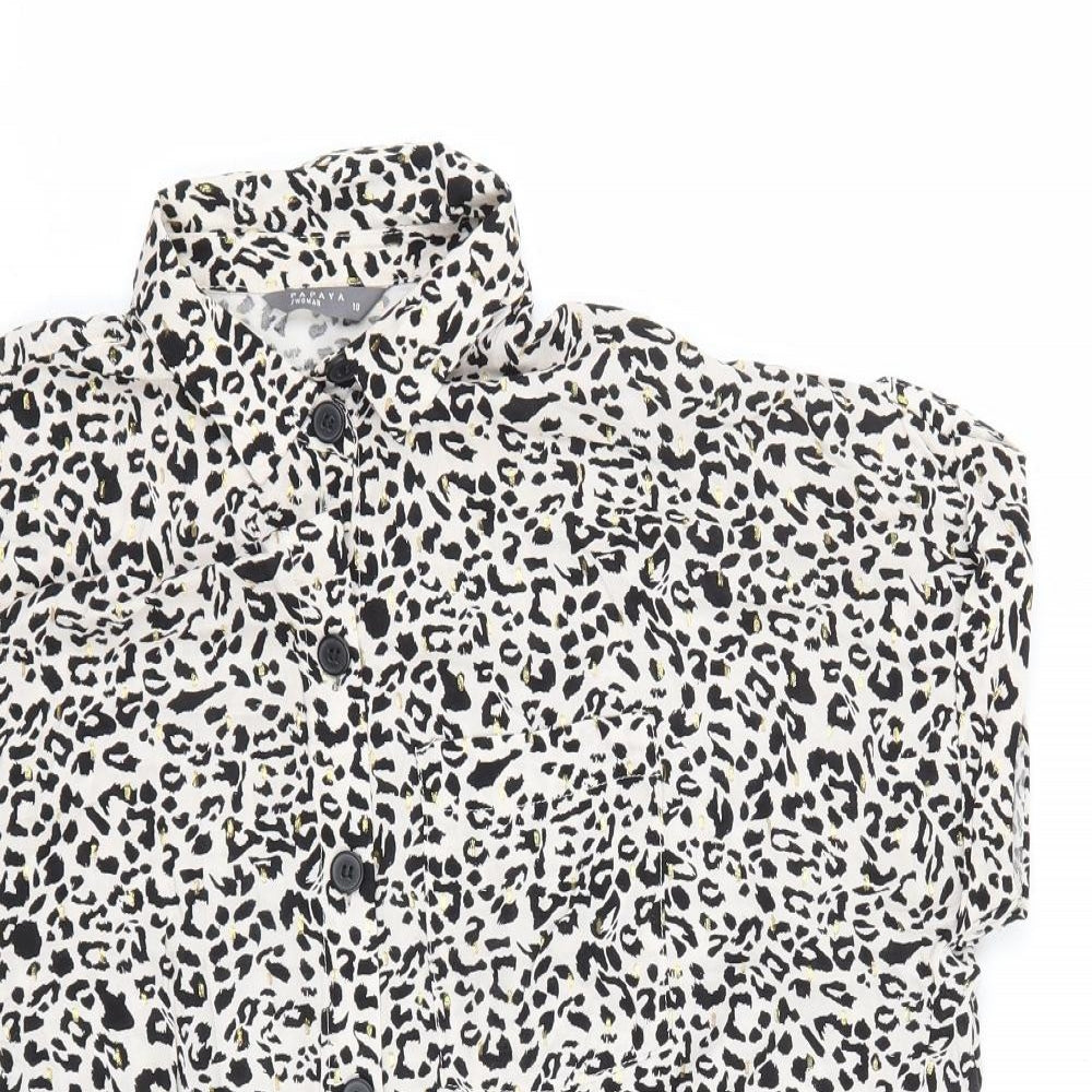 Matalan Womens Multicoloured Geometric Viscose Basic Button-Up Size 10 Collared