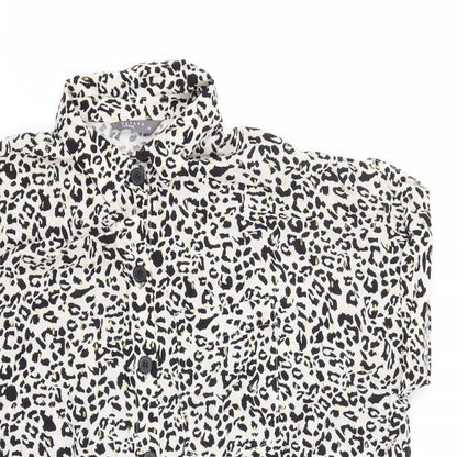 Matalan Womens Multicoloured Geometric Viscose Basic Button-Up Size 10 Collared