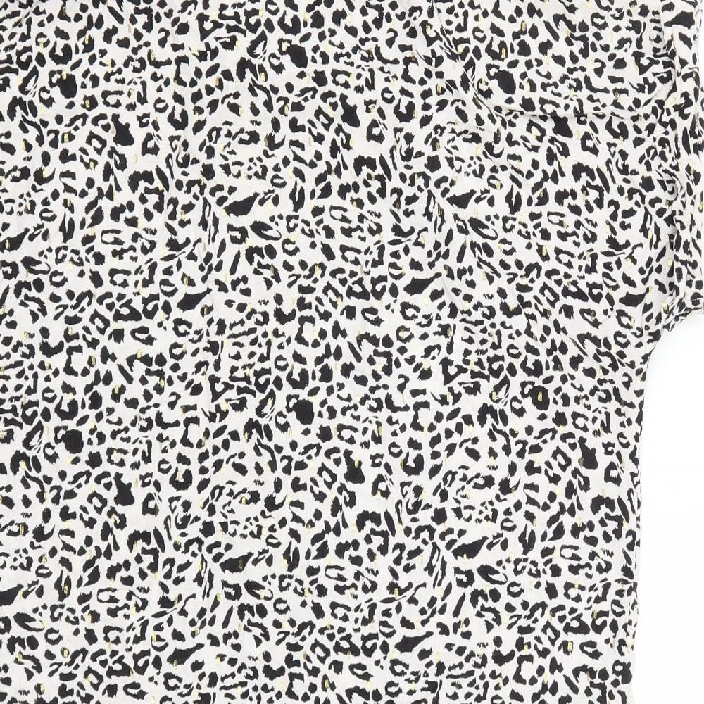 Matalan Womens Multicoloured Geometric Viscose Basic Button-Up Size 10 Collared